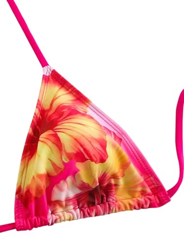 Image of ZAFUL Women's 3 Piece Swimsuit Floral Halter Triangle String Bikini Tie Side Bottom with Boho Cover Up Skirt