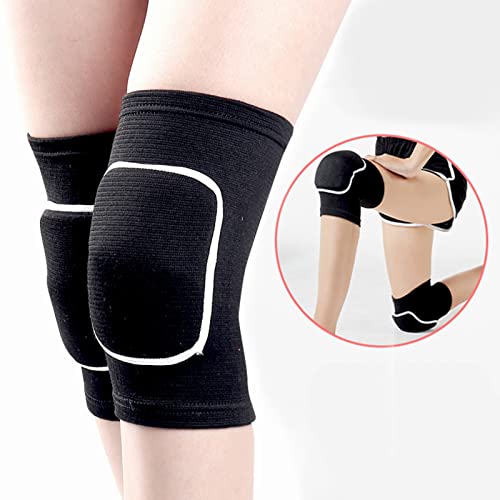 Grebest 1 Pair Knee Brace,Knee Protector Elastic Fabric Compression Thickened Knee Sports Gear Pad For Running, Basketball, Weightlifting, Gym, Workout, Sports Black White L L #TOP5