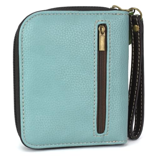 CHALA Zip Around Wallet, Wristlet, 8 Credit Card Slots, Sturdy Pu Leather - Daisy - blue2
