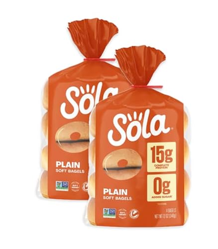 SOLA Low Carb Bread & Bagels Variety | Keto Friendly, High Fiber, Low Net Carbs | 2 Pack (Plain Bagels, 2 Pack)