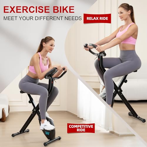 Image of BARWING Foldable Exercise Bike with Magnetic Resistance for Home | 3 IN 1 Stationary Bike with 16 Resistance Levels and 330 lb Capacity for Low-Impact Home Cardio Workouts