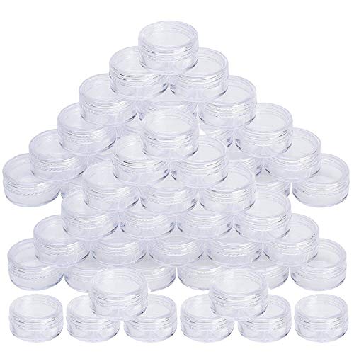 NALATI 5g/5ml 50 Pieces Empty Plastic Cosmetic Jars Travel Pots with Clear Lids for Creams/Sample/Make-Up/Glitter Lotion Lip Balm Storage (Pattern 1) (Pattern 1)