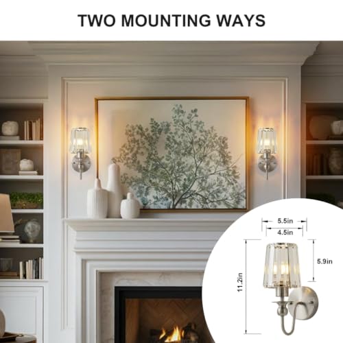 Image of KARTOOSH Hardwired Crystal Wall Sconces Set of 2