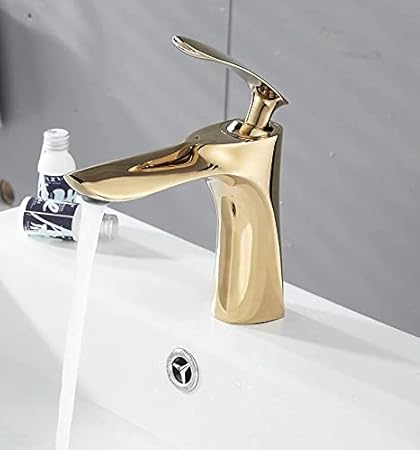 InArt Single Lever Basin Mixer Taps for Bathroom Brass (Gold)