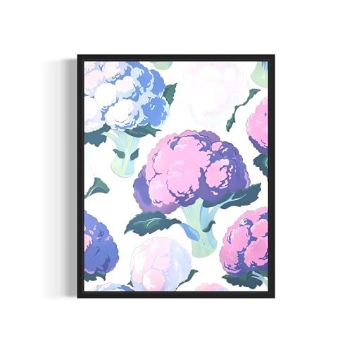 HomeArtPrint Cauliflower Art Print Kitchen Poster, Pastel Fruit Theme Painting,