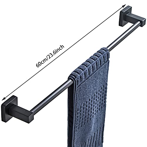 Matte Black Bathroom Hardware Set 4 Pieces,Bathroom Accessories Set Stainless Steel Wall Mounted, Hand Towel Bar, Towel Ring, Robe Towel Hooks,Toilet Paper Holder,Towel Bar Set, 23.6 Inch