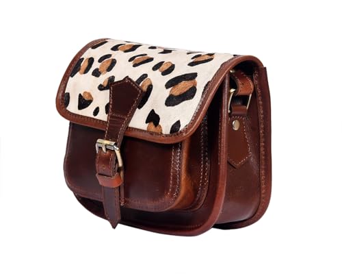 Image of Celtic Women's Leather Hair-On Flap Crossbody Sling Bag - Adjustable Strap
