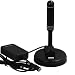 TV Aerial Amplified Digital -August Portable Indoor/Outdoor Digital Antenna with Signal Booster for USB TV Tuner/ATSC Television/DAB Radio - with Magnetic Base (DTA245)