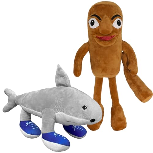 2Pcs Italian Brainrot Plush Toy 14 Inches Tung Tung Tung Sahur and Tralalero Tralala Plush Soft Stuffed Meme Dolls for Collectors, Aesthetic Décor & Funny Gift Ideas(2Pcs)