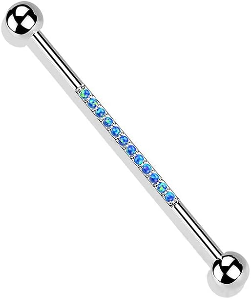 Pierced Owl - 14GA G23 Implant Grade Titanium Synthetic Opal Lined Industrial Barbell