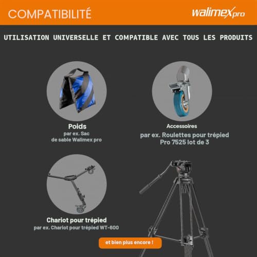 Walimex Pro Ei 9901 Pro Trépied Vidéo Avec Sac Et Plateau Rapide 134 Cm - vue 6
