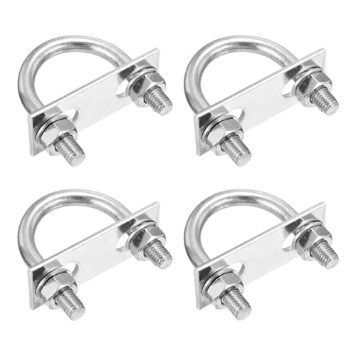 Image of DTGN M10x42x73mm U Bolts Round Kit - 4Set - 304 Stainless Steel U-Bolt Kit with Nuts, Washers, Frame Plate - Good for Pipe, Trailer, Automotive, Leaf Spring Fastener