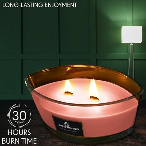 DECO EXPRESS Scented Candles, Double Wick Crackle Candles, Long 50 Hours Burn Time, Calming & Cosy Home Decor, Birthday - Image 4