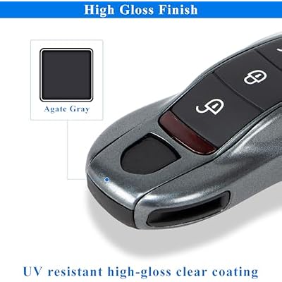 AeroBon 3-Piece Painted Key Cover Key Fob Shell Compatible with Porsche Key Shell Replacement (MK1, Agate Grey)