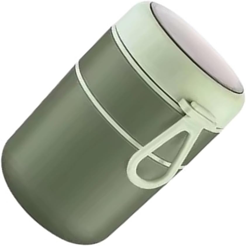 ステンレススチール断熱ランチボックスバレル二重層スープカップ密閉朝食カバースプーン付き(Green 710ml)