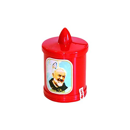 Fatigati 10 Candele A LED Padre pio Luce VOTIVA LUMINO VOTIVO Antivento 10 CM Rossi