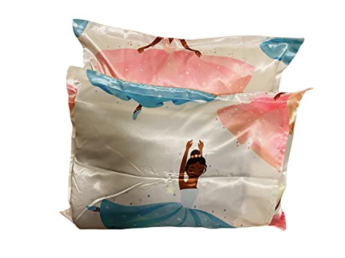 Image of Satin Pillowcase to retain Hair Moisture (Ballerina - Set of 2 Toddler Size Pillowcase 13 x 18 inches)