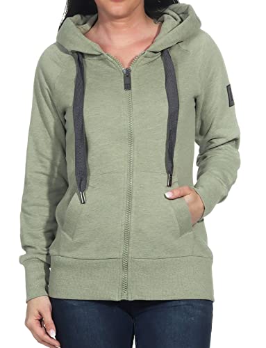 Elbsand Damen Sweatjacke mit Kapuze ESWKelina 70297-00 Lichen Green Mel....