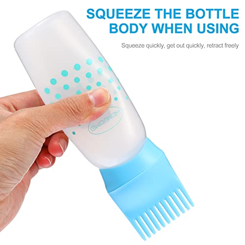 Lurrose Root Comb Applicator Bottle, 3Pcs 6Oz Root Comb Squeeze Applicator Bottles With Graduated Scale For Salon Hair Coloring Dyeing, Blue #TOP1