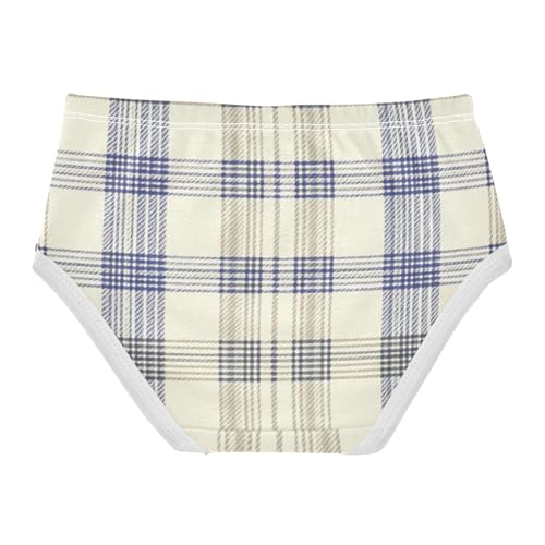 GuoChe Blue White Grid Plaid 1-piecing Hip Design Panties Organic Underwear for Toddler in Sizes 2T,3T, 4T, 5T, 6Y and 8Y2