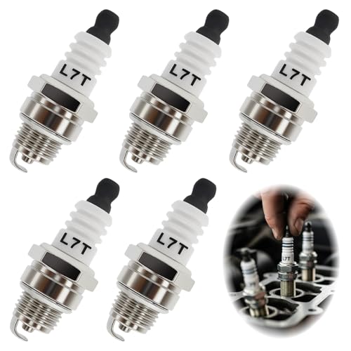 5 Stück L7T Zündkerzen, Universelle Zündkerze für 2-Takt-Motor, Universell Passend für 49cc 50cc Motorsensen, Kettensäge, Rasenmäher, Strimmer, Mini-Bikes, Gartengeräte & Kleinmotoren