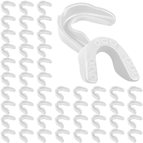 Frienda 50 Pcs Football Mouth Guards Bulk Youth Football Mouthpiece Sport Athletic Mouthguard Gum Teeth Guard for Hockey Karate Basketball Boxing Basketball Rugby(White)