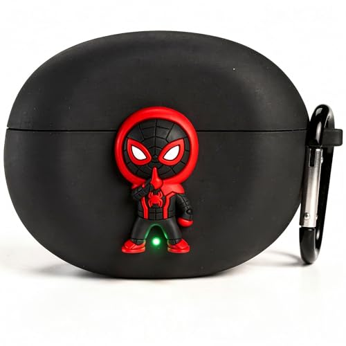 Image of New Silicone Case Compatible with Oneplus Buds Nord 3 Pro (2024) Protective Soft Silicone 360 Full Protection Dust-Proof Shockproof Case Cover with Hook (Cover Only) (Black Spider)