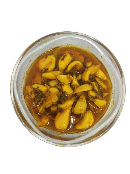 Image of Organic Anand Natural Garlic Pickle (Lahsun Ka Achar), Homemade Pickles, No Artificial Colors & No Preservatives (350gm-Pack of 1)