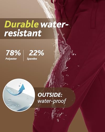 CAMPSNAIL Fleece Lined Joggers Women - Water Resistant Thermal Winter Sweatpants Running Hiking Yoga with Pockets