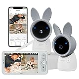 ARENTI Baby Monitor with 2 Cameras, Cry&Motion Detection, 2K Smart Baby Camera with 5'' Upgraded Wireless Display, 2 Way Audio, Super Night Vision, Lullabies, Breathing Light, Temp&Humidity Sensor
