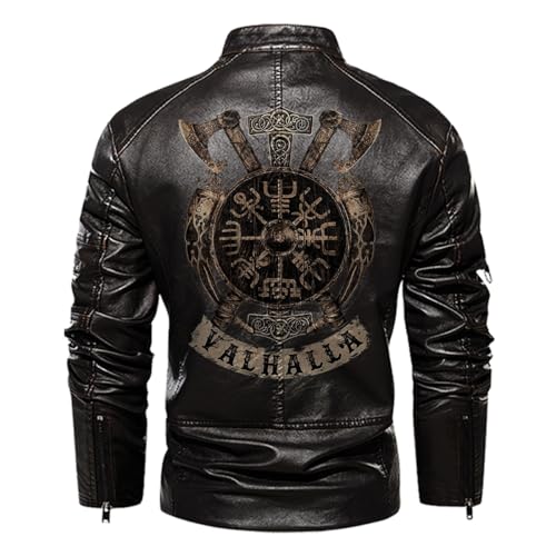 Vegvisir Berserker Valhalla Viking Symbol Personalized Men Motorcycle PU Leather Coat Biker Rider Jacket Men2