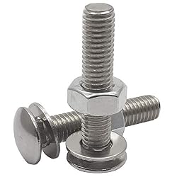 10Sets M8-1.25 35mm 304 Stainless Steel Carriage Bolts, Nuts, Flat Washers Kits, Plain Finish