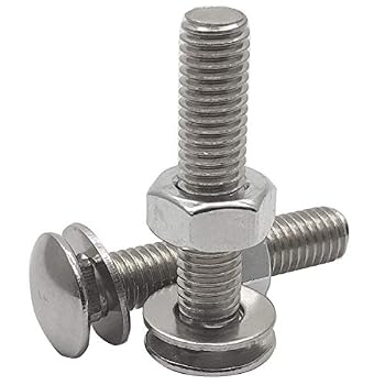 10Sets M8-1.25 35mm 304 Stainless Steel Carriage Bolts, Nuts, Flat Washers Kits, Plain Finish