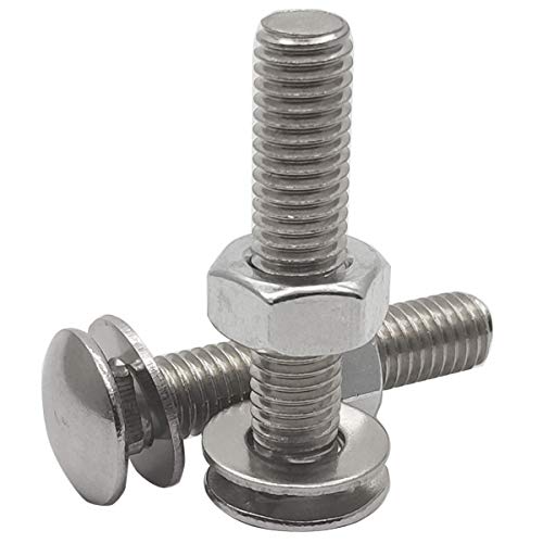 Image of 10Sets M8-1.25 45mm 304 Stainless Steel Carriage Bolts, Nuts, Flat Washers Kits, Plain Finish