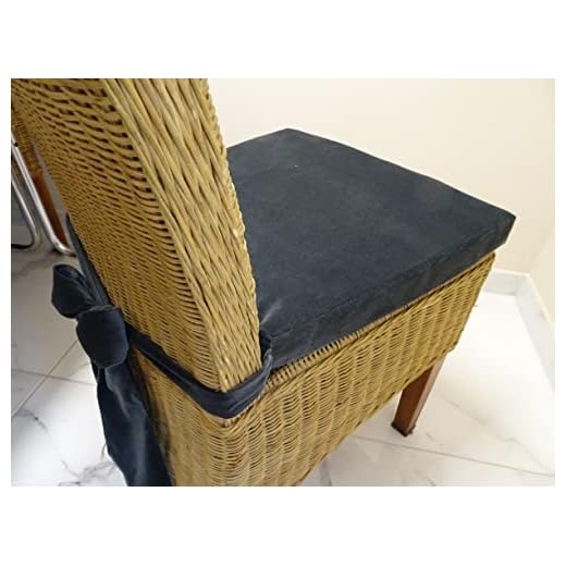 Set mit 6er StuhlKissen mit einem Bogen Kordel Kissen für Rattan Stühle & mehr Stuhlauflage Velour - Samtsitz 43 x 40 x 5 cm Sitzkissen 6er-Pack (Graphit) (Graphit)