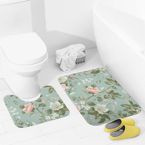2 Piece Bathroom Rugs Sets Soft Absorbent Bath Mat for