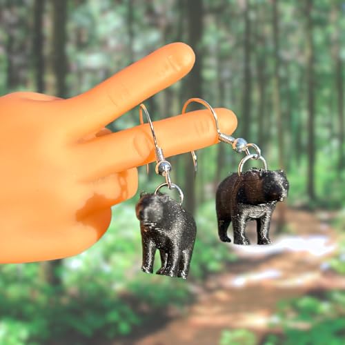Bear Earrings in Resin Wildlife Dangle for Quirky Trendy Women and Girls2