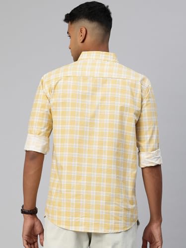 Image of Majestic Man Men Comfort Slim Fit Opaque Checked Cotton Casual Shirt