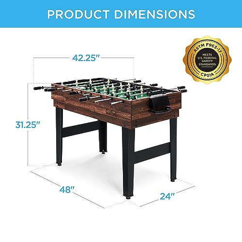 Best Choice Products 2x4ft 10-in-1 Combo Game Table Set for Home, Game Room, Friends & Family w/Hockey, Foosball, Pool, Shuffleboard, Ping Pong, Chess, Checkers, Bowling, and Backgammon - Dark Wood