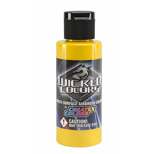 Createx Wicked Colors W302 Pearl Yellow 2oz. water-based universal airbrush paint. by SprayGunner