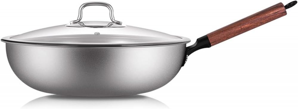 ASerZenith Pure Titanium Nonstick Skillet,12.6-Inch Frying Pan Uncoated Household Steak Omelet Household Induction Cooking