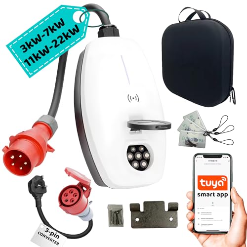 Evwallbox 22Kw Ev Charger 32A – 3 Phase Type 2 Electric Vehicle Charging Station (Supports 11Kw–22Kw) – Wallbox Ev Charger – Ip55 Weatherproof – Uk Pl