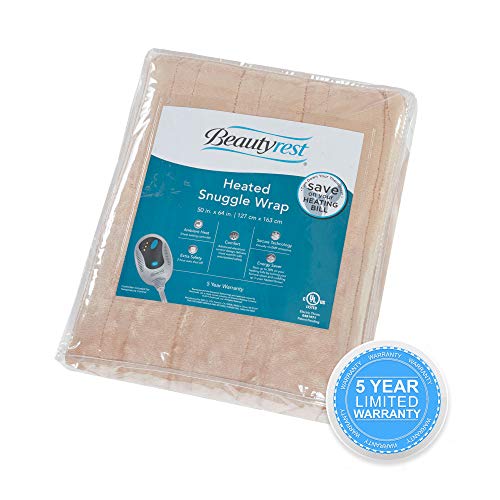 Beautyrest Reversible Sherpa To Fleece Electric Wrap Poncho Blanket Shawl Wearable, Auto Shut Off, Virtually Zero Emf, Multi Heat Setting, Ul Certified, Machine Washable, Tan 50" X 64" #TOP6