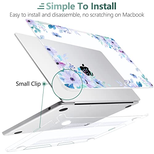 Image of MEEgoodo Case for M5 /M4 /M3 /M2 MacBook Air 13 inch 2026 2025 2024 2022, Fit Model A3449 /A3240 /A3113 /A2681, Case Compatible with MacBook Air 13.6-inch, Soft Purple Floral