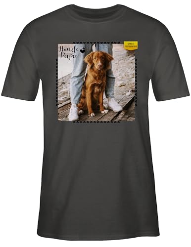 T-Shirt Herren - eigenem Bild - Hunde Papa Geschenk mit Foto personalisiert I Hunde Liebhaber Geschenk Hundebesitzer I Hundehalter Geschenke Hundepapa Geschenke für Hundefreunde - XL - Dunkelgrau