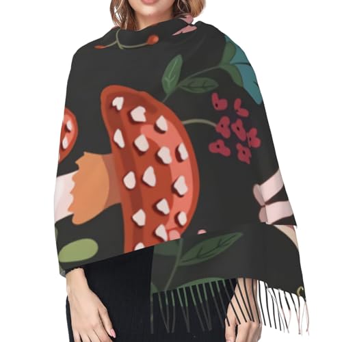 Mushrooms Imitation Cashmere Tassel Scarf Winter Scarf Autumn Softest Classic Warm4