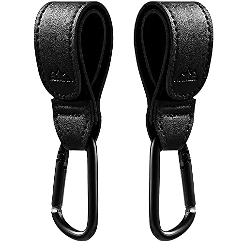 Mobearer | Stroller Hooks Bag Hooks For Hanging Diaper Bags Multipurpose Hooks For Grocery Shopping ​Bags Premium Vegan Leather Pram Straps 2Pcs Baby Stroller Hooks #TOP24