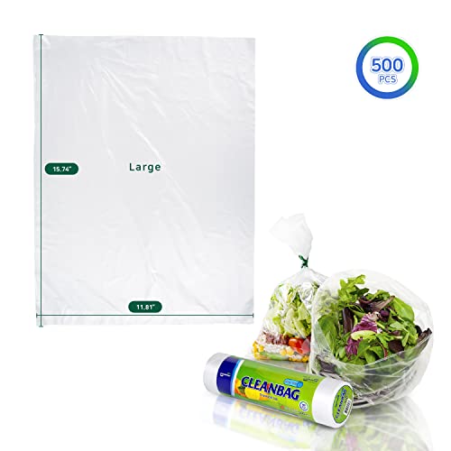 Cleanwrap Food Storage Roll Bags (11.81 * 15.74-500 Pcs) | Food Plastic Bags, Mini Plastic Bags, Plastic Bread Bags, Roll Plastic Bags, Plastic Produce Bag #TOP1