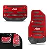 Neferta 2 PCS Automatic Car Accelerator Brake Alloy Structure Metal Rubber Non-Slip Pedal, No Drilling Required Non-Destructive Installation Sports Style Pedal for Automatic Transmission Cars (Red)
