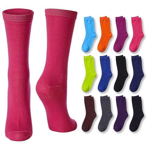 Image of Tipi Toe Women's Fun Patterned Dress Socks, 12-Pack Lightweight Colorful Crew Socks, Casual Novelty Assorted Designs